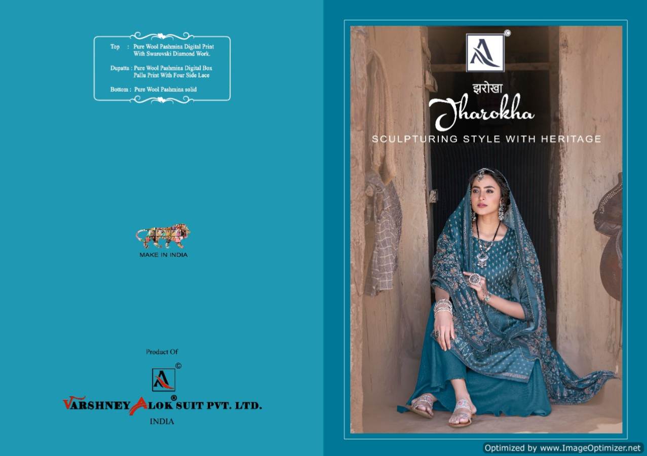 Alok Jharokha Pure Wool Pashmina Designer Party Wear Dress Material